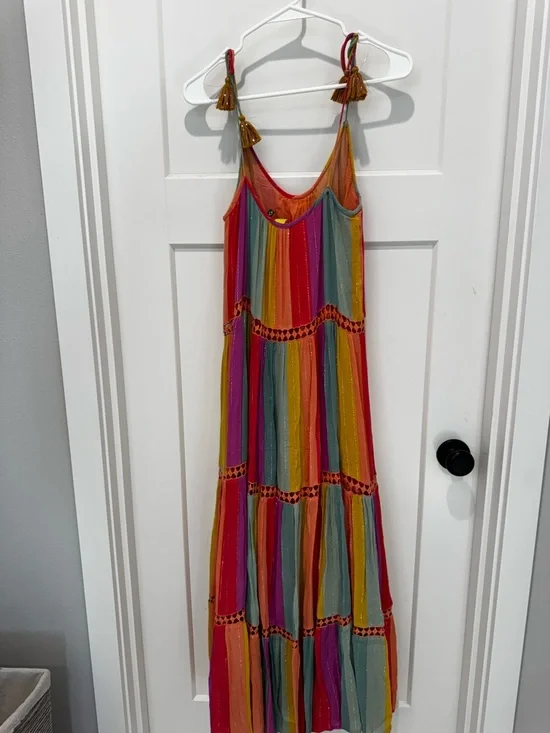 Vintage Rare Farm Rio Brazil Rainbow Maxi Dress size small VGUC - Picture 8 of 13